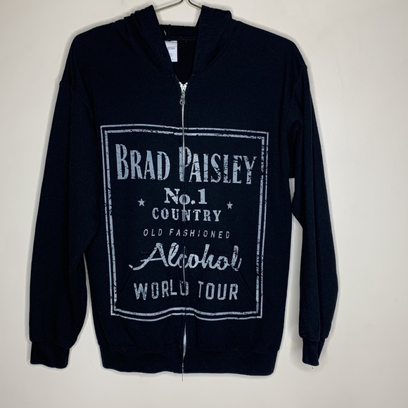 Gildan | Black BAND Zip Up HOODIE | Brad Paisley ALCOHOL WORLD TOUR Sweatshirt - Picture 8 of 8